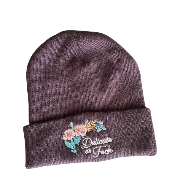 Delicate as F*ck 🌸 Like-New Purple Beanie - Picture 2 of 3